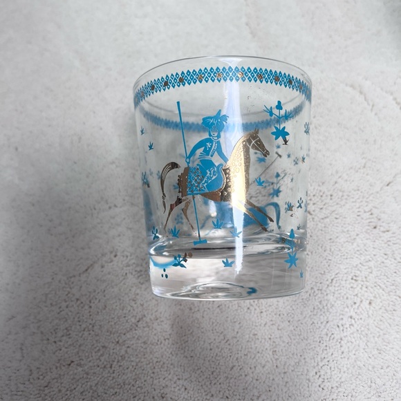 Mid Century Arabian Nights Vintage Horse & Rider glass lowball large rocks set - Picture 8 of 10